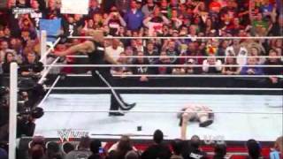 WWE RAW 032811 The Rock Peoples Elbow on The Miz and John Cena Attitude Adjustment on The Rock [upl. by Lapo]