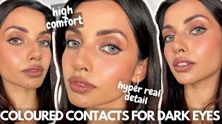 Best Natural Coloured Contacts for Dark Brown Eyes I Have EVER Tried  DESIO LENS [upl. by Eanram444]