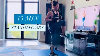 15 MIN STANDING ABS WORKOUT with weights [upl. by Atronna]