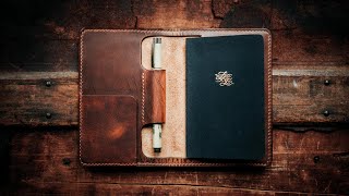 Making a HANDMADE LEATHER PENLOOP JOURNAL  HYPER ASMR [upl. by Serrano]