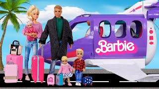 Barbie Family Toddler Dolls Travel Routine [upl. by Fleischer]