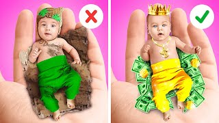 RICH VS POOR PARENTING HACKS⚡️Fantastic Crafts vs Cool Gadgets🎀 Funny Situations by 123 GO [upl. by Treblig]