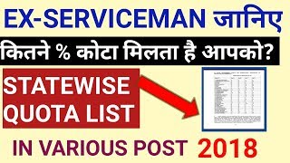 STATEWISE QUOTA FOR EXSERVICEMEN IN VARIOUS STATE AND CENTRAL GOVERNMENT JOBSJOBPORTAL [upl. by Nylzaj]