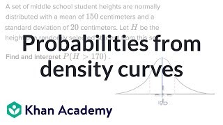 Probabilities from density curves  Random variables  AP Statistics  Khan Academy [upl. by Silda696]