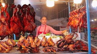 BATTAMBANG STREET FOOD AT NAT MARKET  ROASTED CHICKEN  YUMMY FOOD [upl. by Erine574]