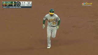 OAKSF Healy belts a tworun homer for his 20th jack [upl. by Rehteh]