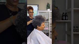 Natural gray hair tapered cut mycurlproducts [upl. by Nomolos784]