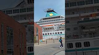 Beautiful Phoenix Artania Cruise Ship berthed in Halifax Nova Scotia with Turquoise Seagull Logo [upl. by Einnek171]