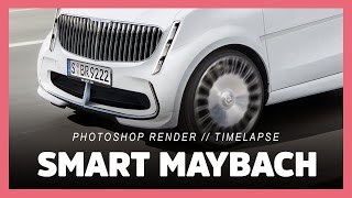 smart maybach  interior  mercedes maybach 6  S650 photoshop render timelapse [upl. by Sej]