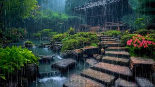 Rain and Stream Ambience from a Forested Japanese Temple 🍀 Feel Calm Relaxed and Rested With Rain [upl. by Kamin225]