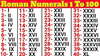 Roman Numerals from 1 to 100  Learn Roman Numbers 1 to 100  Roman Numbers 1 to 100 [upl. by Anneehs]