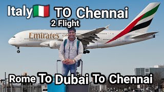 italy to chennai flight travel  italy to chennai  Emirates flight  tamil flight video [upl. by Ahsinyar]