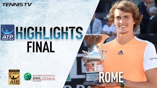 Rome Final Highlights Zverev Beats Djokovic For First Masters 1000 Title [upl. by Odnomra]