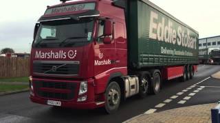 3 Stobart Wagons leaving Appleton Thorn Depot [upl. by Kruter]