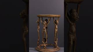 Art africain  Tabourets chaises trônes  Tabouret de prestige Tikar en bronze [upl. by Yrailih]