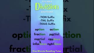 Syllable Division Bootcamp TION TIAL and TIOUS Suffixes syllabledivision phonics reading [upl. by Lamoree]