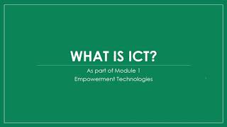 Techno  Module 1  Introduction to ICT [upl. by Rica]