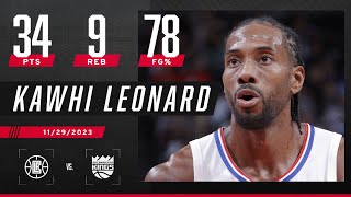 Kawhi Leonard WENT TO WORK with 34 PTS on 78 shooting to hold off the Kings 😤  NBA on ESPN [upl. by Nauqaj]