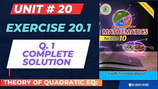 Class 10th Math  Exercise 201 Q1 All parts  Chapter no 20 Theory of Quadratic Equation [upl. by Inafit]