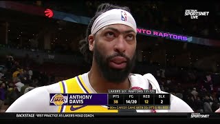 Anthony Davis COURTSIDE INTERVIEWS Los Angeles Lakers beat Toronto Raptors 131125 [upl. by Luzader519]