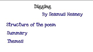 Digging by Seamus Heaney  Summary of the poem  Text Analysis  Structure of the poem  In urdu [upl. by Lyrahc617]