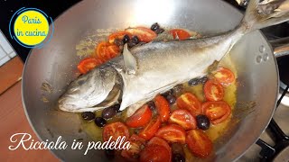 Ricciola in padella ricetta con pomodorini capperi e olive SUB ENGFRAESPGER [upl. by Mariandi212]