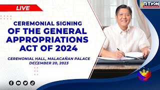 Ceremonial Signing of the General Appropriations Act of 2024 12202023 [upl. by Anaitak223]