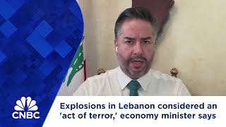 Explosions in Lebanon considered an act of terror economy minister says [upl. by Etz77]