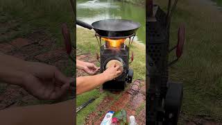 What happens when you put toxic cans in a smokeless stove camping fire campingstove autocamping [upl. by Stefa]