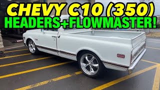 1972 Chevy C10 Cheyenne 350 V8 TRUE DUAL EXHAUST w LONG TUBE HEADERS amp FLOWMASTER 40 SERIES [upl. by Florian]