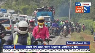 MASSIVE See how new ODM Deputy Party Leader Sen Osotsi was received in Vihiga for his homecoming [upl. by Hotchkiss854]