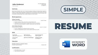 How to Make Resume in Microsoft Word  Resume for Job Application  Simple amp Easy [upl. by Enelyaj]