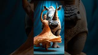 Elegant Fusion of Dancer and Rhino on Stage americagottalent magic [upl. by Ramon]