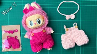 Crochet Labubu Clothes Pattern for Beginner ถักชุดลาบูบู้ สำหรับมือใหม่ [upl. by Leunamme]