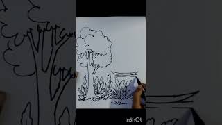 how to draw autumn seasonশরৎকালের দৃশ্য।Easy autumn season drawing art easydrawing [upl. by Ives]