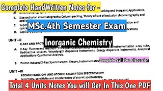 MSc4th Sem INORGANIC CHEMISTRY complete handmade notes  Detailed Syllabus Discussion mscnotes [upl. by Ethyl]