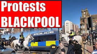 Blackpool Protest Saturday HUGE Police Presence 👮‍♂️🚓 [upl. by Earehc463]