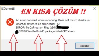 Isdonedll  Unarcdll12 Hatası en kısa pratik çözüm \u00100  Unarcdll returned an error code 12 [upl. by Mersey]