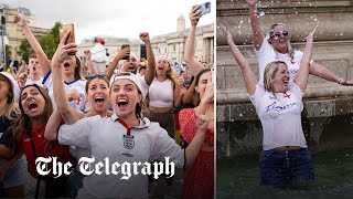 Lionesses win Euro 2022 Fans erupt at Trafalgar Square as England win first Womens Euros [upl. by Zea]