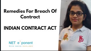 Remedies For Breach Of Contract Indian Contract Act By NET EXPONENT [upl. by Ynahpit146]