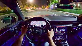 2024 Audi S6 Prestige  POV Night Drive Binaural Audio [upl. by Anahcar]