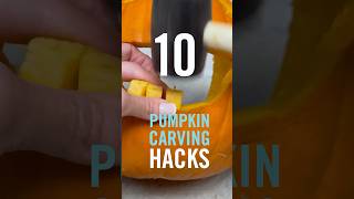 10 GENIUS PUMPKIN CARVING HACKS 🎃shorts halloween [upl. by Alliuqaj285]