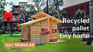 Salvaged pallet tiny home has IKEAstyle assembly guide [upl. by Rosabelle]