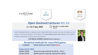 Open Doctoral Lectures  Numerical methods for mean field games  07072023 [upl. by Radke]