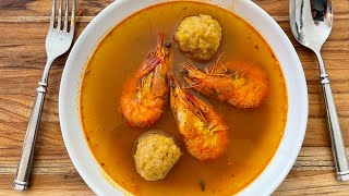 Sopa de Camarones con Bolitas de Platano Puerto Rican Shrimp Soup with Plantain Dumplings [upl. by Keram]