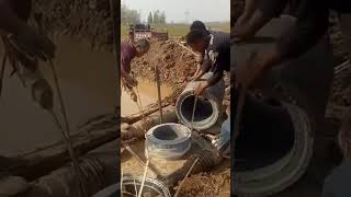 Installing concrete pipe underground in simple way [upl. by Pirali415]