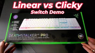 Razer Deathstalker V2 Pro Linear vs Clicky Switch Sound Demo [upl. by Eissirhc]