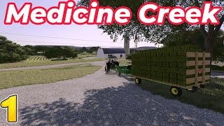 Medicine creek fs22  1 Hour of mowing grass and baling  Game sounds 15x speed [upl. by Wilfreda]