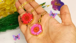 Dried flower resin necklace  Immortalize natural flowers using resin [upl. by Tilagram171]