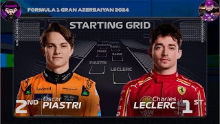 PARRILLA DE SALIDA GP AZERBAIYAN  BAKU 2024  F1 [upl. by Rimma]